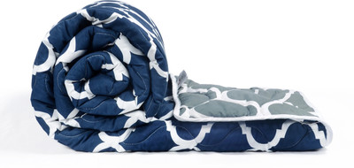 Divine Casa Printed Single Comforter for  Mild Winter(Microfiber, Deep Blue and White)
