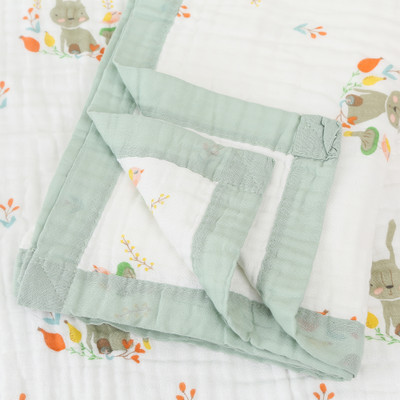 Baby Moo Printed Single AC Blanket for  Mild Winter(Muslin, Grey)