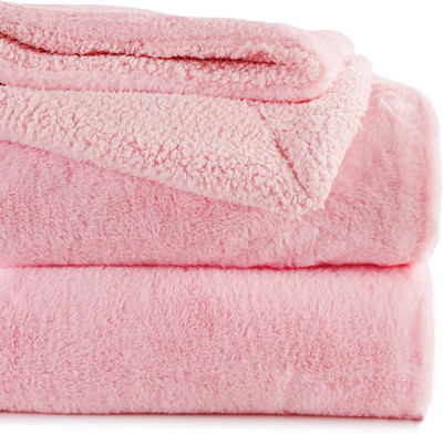 VAS COLLECTIONS Solid Single Sherpa Blanket for  Heavy Winter(Polyester, Pink)