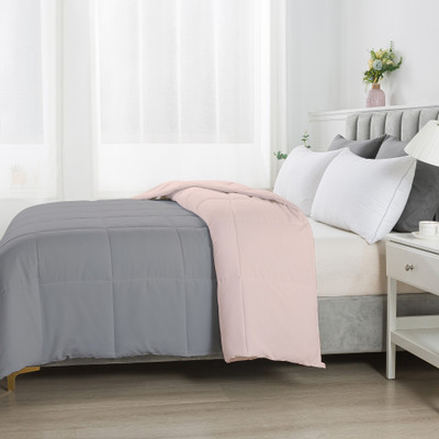 Razzai Solid King Comforter for  AC Room(Microfiber, Peach, Silver)