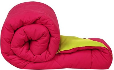 Relaxfeel Solid Double Quilt for  Heavy Winter(Polyester, Parrot Green & Pink)