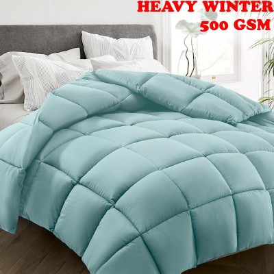 Jaipurlinen Solid Double Comforter for  Heavy Winter(Poly Cotton, Sky Blue)