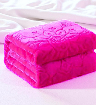GKM Floral Double Mink Blanket for  Heavy Winter(Polyester, Pink)