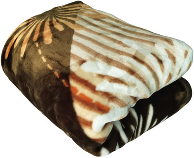 HOMIEE Floral Single Mink Blanket for  Heavy Winter(Polyester, brw multi lines)