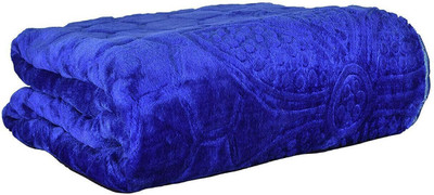 Yati Gallerie Floral Double Mink Blanket for  AC Room(Microfiber, Blue)