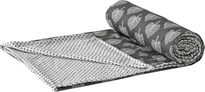 HOMEMONDE Floral Single Dohar for  Heavy Winter(Cotton, Dark Grey & White)