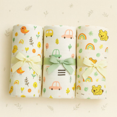 Novanest Printed Single Swaddling Baby Blanket for  Mild Winter(Muslin, White)
