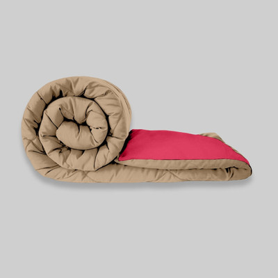 Comfowell Solid Single Quilt for  Heavy Winter(Poly Cotton, Pink & Beige)