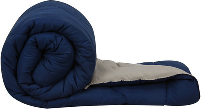 Relaxfeel Solid Single Comforter for  Heavy Winter(Poly Cotton, Navy Blue & Grey)