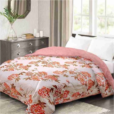 Comfowell Floral Single Comforter for  Mild Winter(Poly Cotton, PEACHFLOWER)