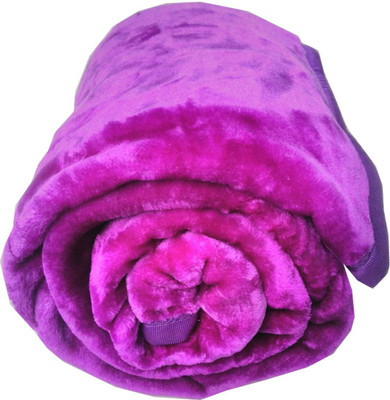 Oshano Solid Double Mink Blanket for  Heavy Winter(Polyester, Purple)