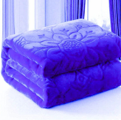 Swikon star Self Design Double Mink Blanket for  Heavy Winter(Microfiber, Dark Blue)