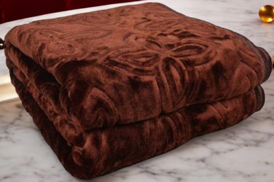 SHOORAAY Self Design Double AC Blanket for  Heavy Winter(Woollen Blend, Brown)