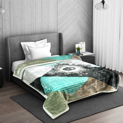 Signature Floral Single Mink Blanket for  Heavy Winter(Microfiber, Work From Home-Lime Time(Double Layered))
