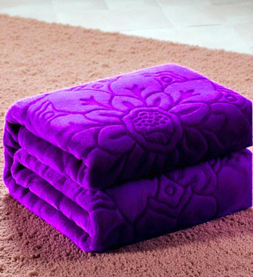 GKM Floral Double Mink Blanket for  Heavy Winter(Polyester, Purple)