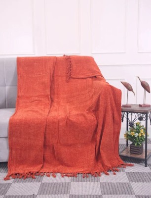 NEILGUY Self Design Single Throw for  AC Room(Cotton, Orange)