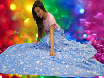 KIXTA Self Design Double AC Blanket for  AC Room(Microfiber, sky blue)