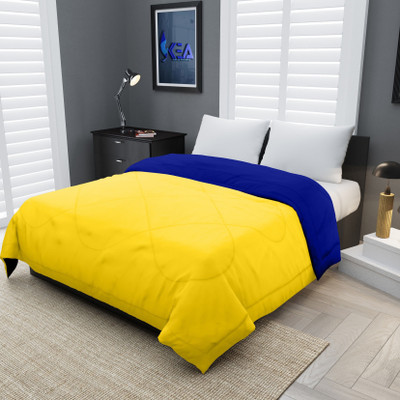 Sleepora Solid Double Comforter for  Heavy Winter(Microfiber, Yellow-Blue)