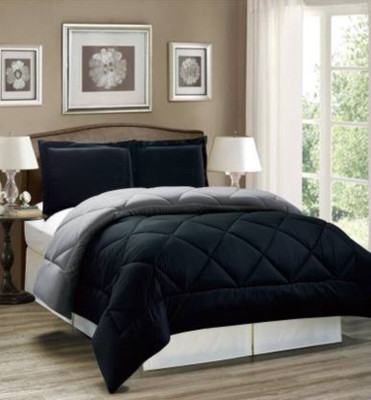 Texlux Solid Double Comforter for  Heavy Winter(Polyester, Black Grey)