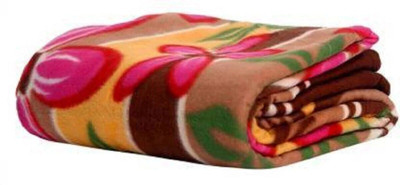 KARNIMAA Floral Single Fleece Blanket for  AC Room(Microfiber, Brown, Brown)