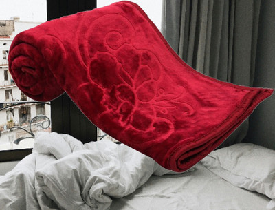 KIXTA Self Design Double Mink Blanket for  Heavy Winter(Microfiber, Maroon)