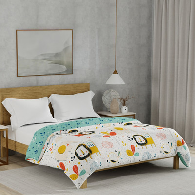 Urban Space Printed Double Dohar for  AC Room(Cotton, Lion King Off White)