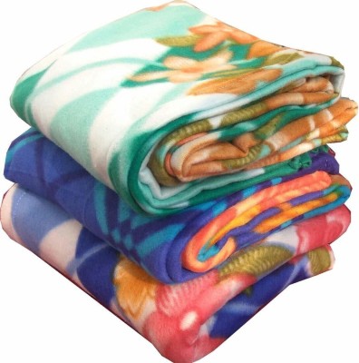 PHF Floral Single AC Blanket for  Mild Winter(Woollen Blend, Multicolor)