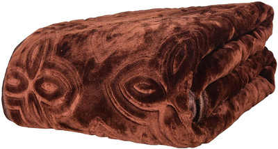 CHANDRAVATI Self Design Single Mink Blanket for  Heavy Winter(Microfiber, Brown)