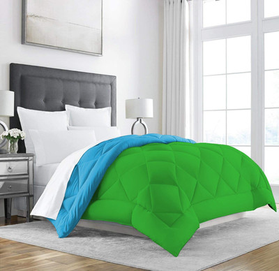 Jaipurlinen Solid Double Comforter for  Heavy Winter(Polyester, Light Blue : Green)