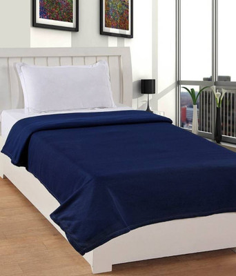 komfey Solid Single Fleece Blanket for  Mild Winter(Microfiber, Blue)