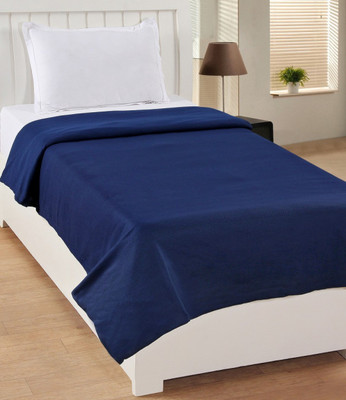 VORDVIGO Solid Single Fleece Blanket for  Mild Winter(Polyester, Blue)