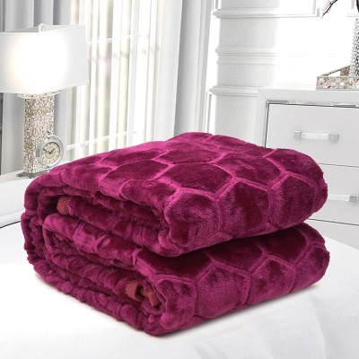 ARIVETS Solid, Floral, Printed Single Mink Blanket for  Heavy Winter(Microfiber, Dark Purple)