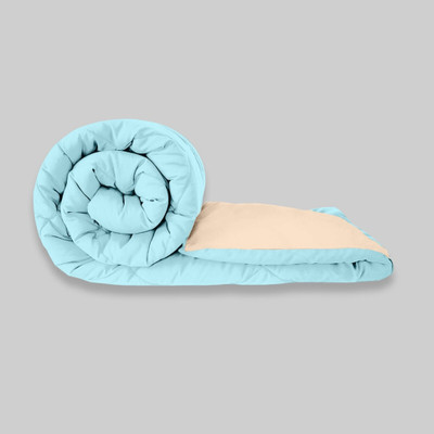Comfowell Solid Single Quilt for  Heavy Winter(Poly Cotton, Peach & Sky Blue)