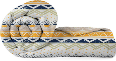 ivaza Floral Double AC Blanket for  AC Room(Cotton, Yellow Zig Zag)