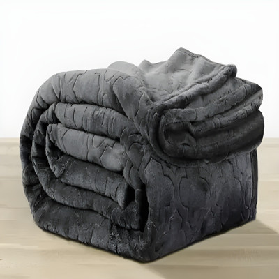 Deniyal ENTERPRISES Solid Double Mink Blanket for  Heavy Winter(Cotton, Grey)