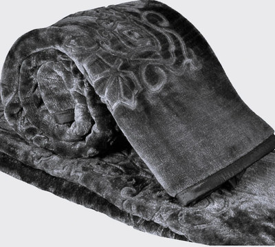 HomyReef Floral Double Mink Blanket for  Heavy Winter(Polyester, Grey)