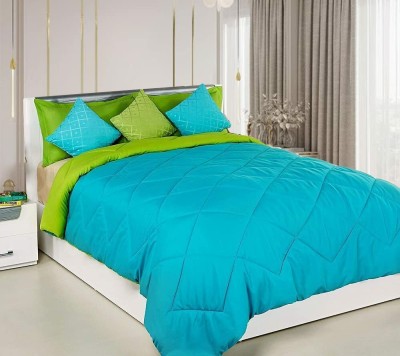 Febriva by Mild Winter Solid Double Comforter for  AC Room(Polyester, Sky Blue & Lemon Green)