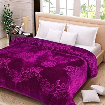 Goyal's Solid, Floral, Self Design, Printed Single Mink Blanket for  Heavy Winter(Microfiber, Purple)