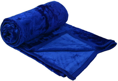 SIMAM Self Design Double Mink Blanket for  Mild Winter(Microfiber, Blue)