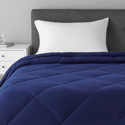 Jaipurlinen Solid Single AC Blanket for  AC Room(Poly Cotton, Dark Blue)