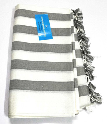 Sundri Bhagalpuri Striped Single Top Sheet for  Mild Winter(Cotton, Black
White)