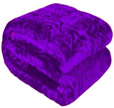 KIXTA Self Design Double Mink Blanket for  Heavy Winter(Microfiber, Purple)