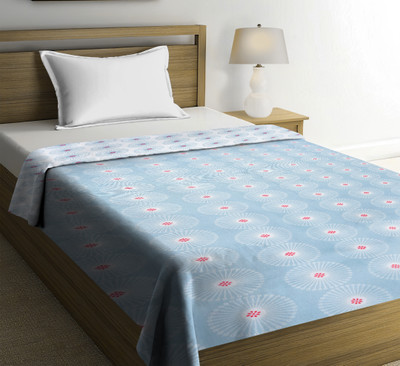 RUSTIC LINEN Printed Single AC Blanket for  AC Room(Cotton, Light Blue)
