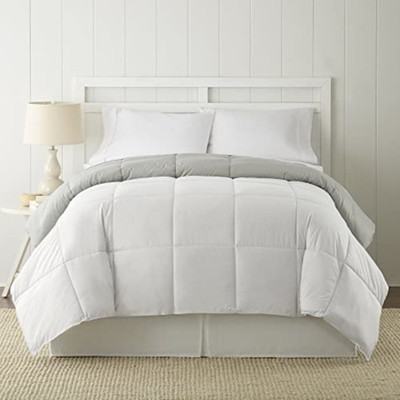 Relaxfeel Checkered Single Comforter for  Heavy Winter(Cotton, Silver, White)