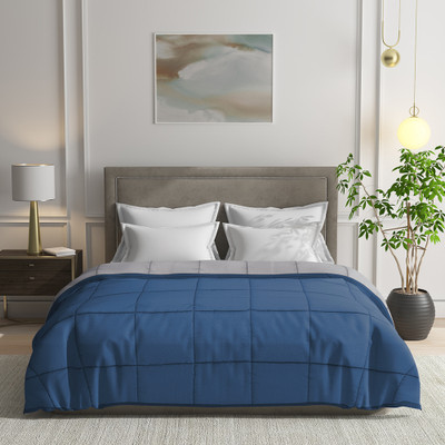 Wakefit Solid Single Comforter for  Mild Winter(Microfiber, Grey and Dark Teal)