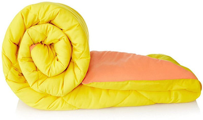Convalexa Solid Double Mink Blanket for  Heavy Winter(Microfiber, Orange & Yellow)