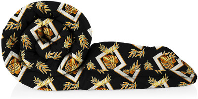 BSB HOME Printed Double Comforter for  AC Room(Microfiber, Black & Gold)