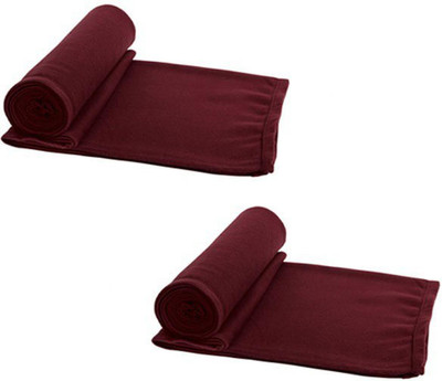 AAZEEM Solid Single Fleece Blanket for  AC Room(Microfiber, Maroon)
