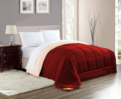 SGI Bedding Solid Single Comforter for  Mild Winter(Cotton, Peach/Burgundy)