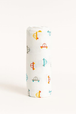 Minku creations Printed Single Swaddling Baby Blanket for  Mild Winter(Cotton, White Printed Swaddle -1Pcs)